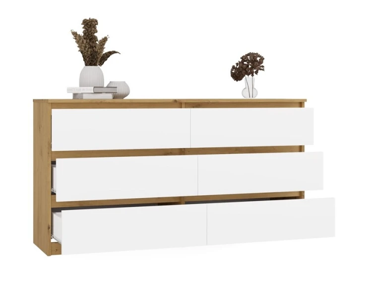 Komoda Malwa M6 140 cm z szufladami do salonu dąb artisan/biały