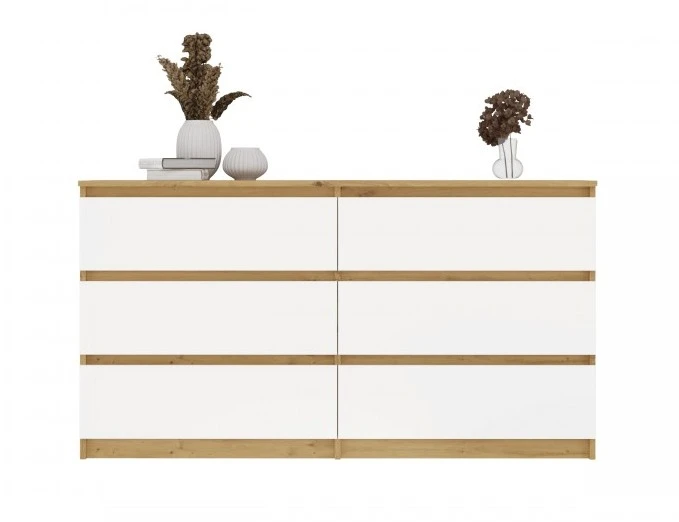 Komoda Malwa M6 140 cm z szufladami do salonu dąb artisan/biały