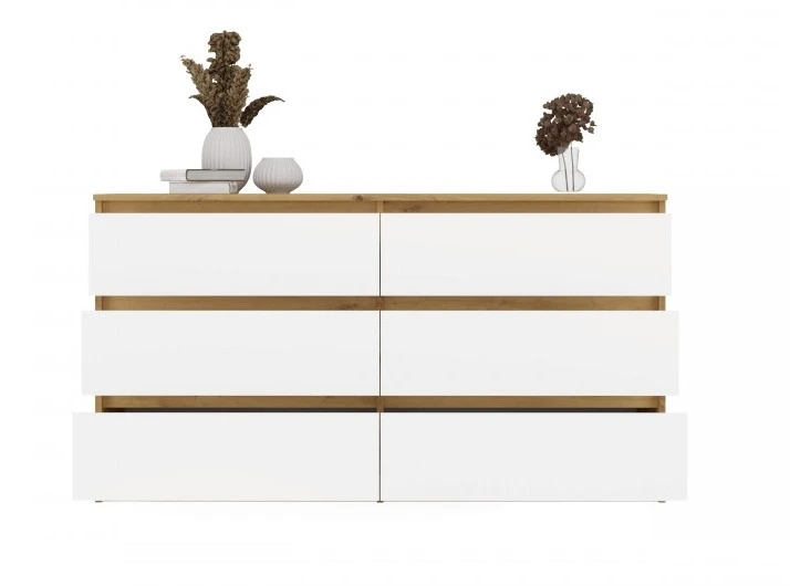 Komoda Malwa M6 140 cm z szufladami do salonu dąb artisan/biały