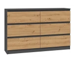 Komoda Malwa M6 120 cm z szufladami do salonu antracyt/dąb artisan