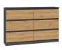 Komoda Malwa M6 120 cm z szufladami do salonu antracyt/dąb artisan