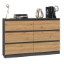 Komoda Malwa M6 120 cm z szufladami do salonu antracyt/dąb artisan