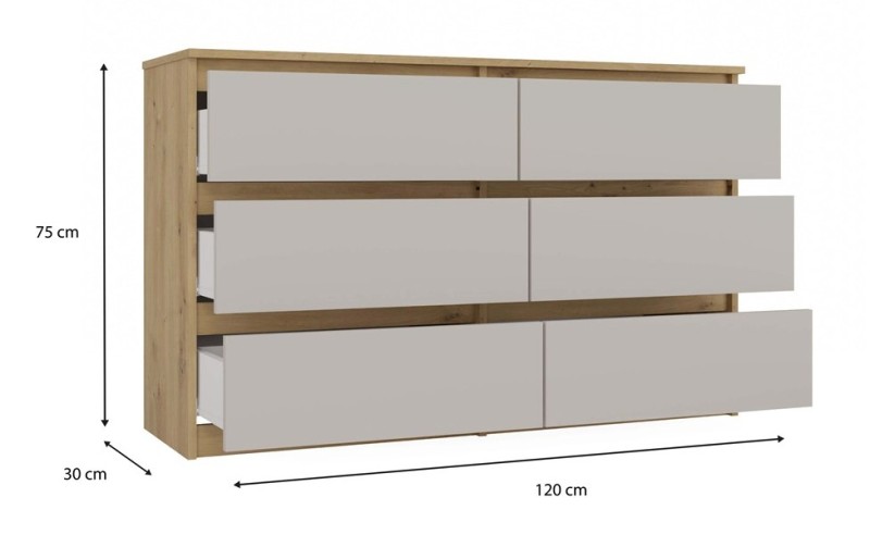 Komoda Malwa M6 120 cm z szufladami do salonu dąb artisan/kaszmir