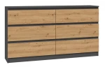 Komoda Malwa M6 140 cm z szufladami do salonu antracyt/dąb artisan