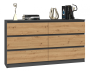 Komoda Malwa M6 140 cm z szufladami do salonu antracyt/dąb artisan