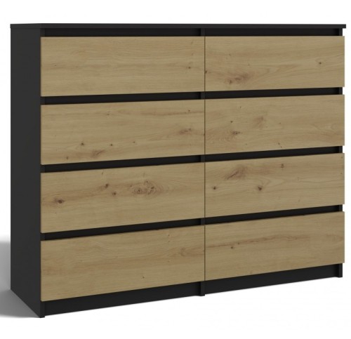 Komoda Malwa M8 120 cm z szufladami do salonu antracyt/dąb artisan