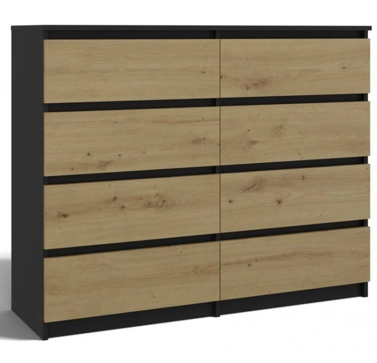 Komoda Malwa M8 120 cm z szufladami do salonu antracyt/dąb artisan
