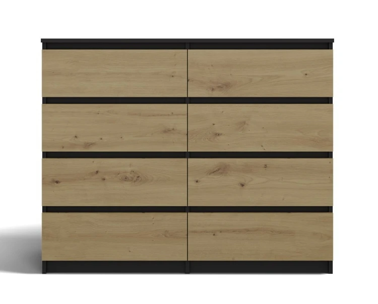 Komoda Malwa M8 120 cm z szufladami do salonu antracyt/dąb artisan