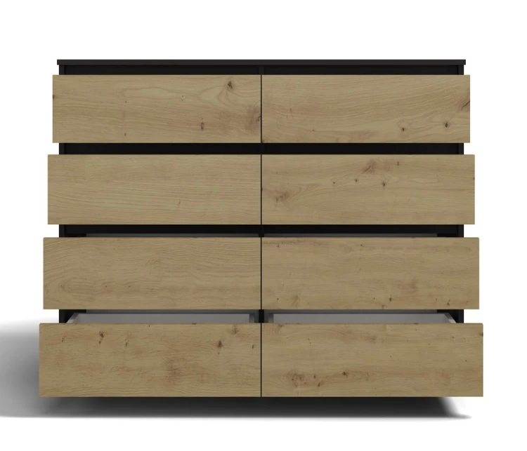 Komoda Malwa M8 120 cm z szufladami do salonu antracyt/dąb artisan