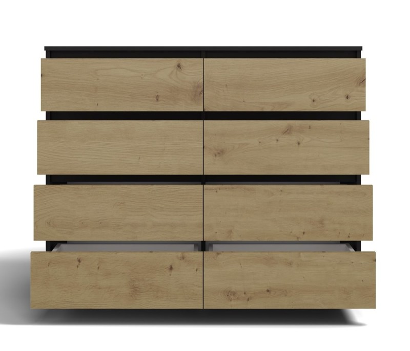 Komoda Malwa M8 120 cm z szufladami do salonu antracyt/dąb artisan