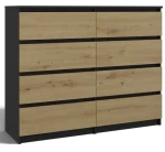 Komoda Malwa M8 140 cm z szufladami do salonu antracyt/dąb artisan