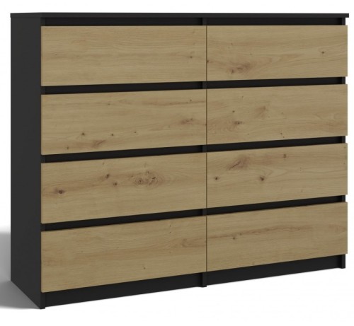 Komoda Malwa M8 140 cm z szufladami do salonu antracyt/dąb artisan