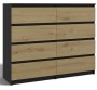 Komoda Malwa M8 140 cm z szufladami do salonu antracyt/dąb artisan