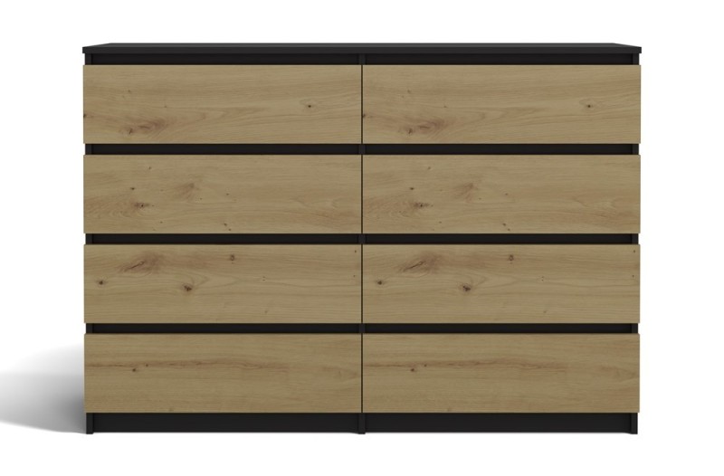 Komoda Malwa M8 140 cm z szufladami do salonu antracyt/dąb artisan