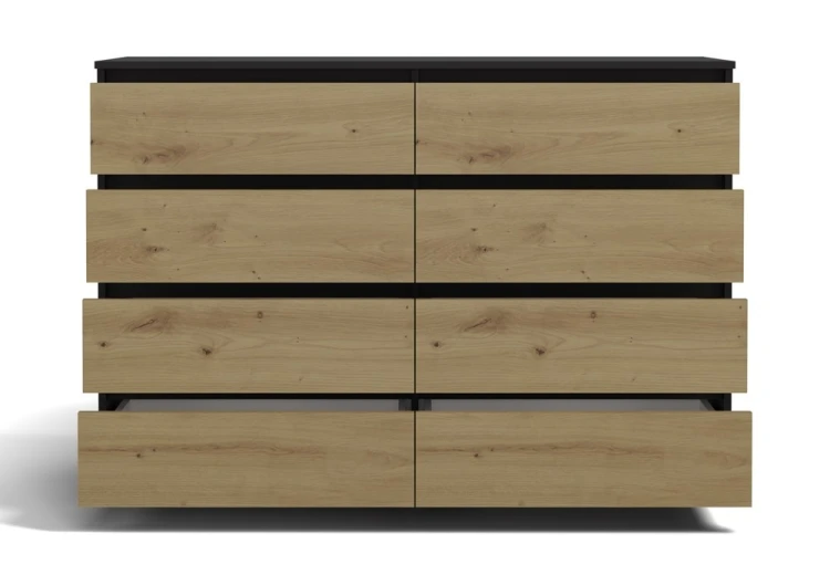 Komoda Malwa M8 140 cm z szufladami do salonu antracyt/dąb artisan