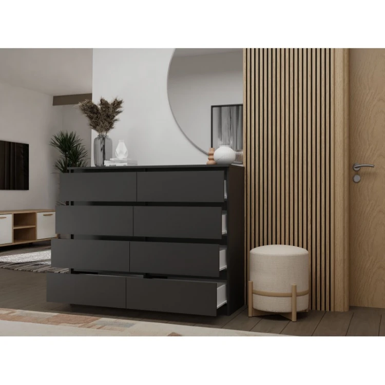 Komoda Malwa M8 140 cm z szufladami do salonu czarny