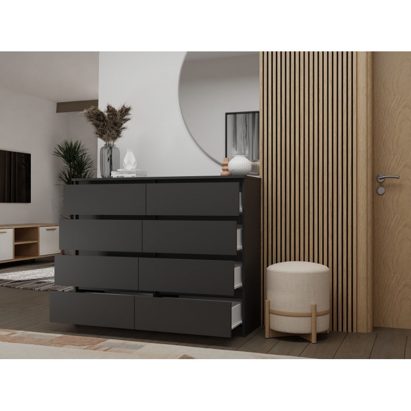 Komoda Malwa M8 140 cm z szufladami do salonu czarny