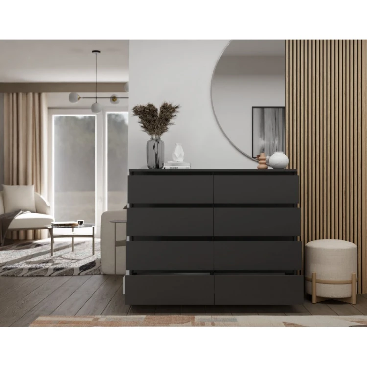Komoda Malwa M8 140 cm z szufladami do salonu czarny