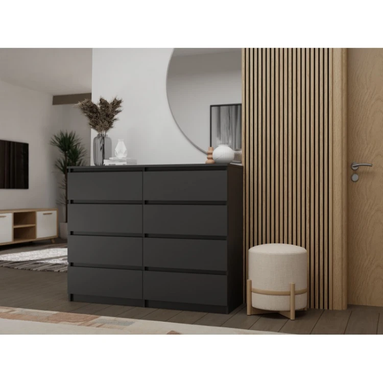 Komoda Malwa M8 140 cm z szufladami do salonu czarny