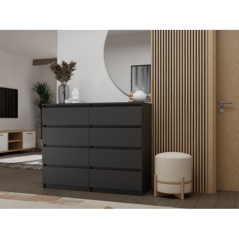 Komoda Malwa M8 140 cm z szufladami do salonu czarny