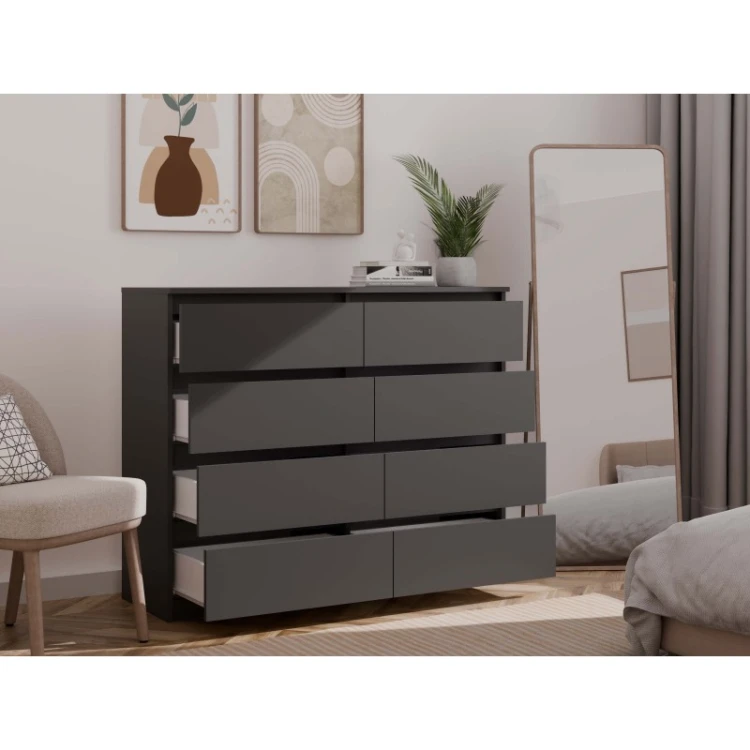 Komoda Malwa M8 140 cm z szufladami do salonu czarny