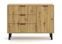 Komoda Scandi 1D3S Slim z szufladami i ryflowanymi frontami do salonu 110 cm dąb artisan