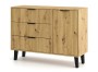 Komoda Scandi 1D3S Slim z szufladami i ryflowanymi frontami do salonu 110 cm dąb artisan