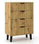 Komoda Scandi 4S Slim z szufladami i ryflowanymi frontami do salonu 70 cm dąb artisan