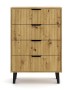 Komoda Scandi 4S Slim z szufladami i ryflowanymi frontami do salonu 70 cm dąb artisan