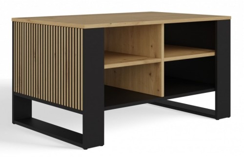 Stolik kawowy Modern 4P Slim prostokątny z półkami 90 cm dąb artisan/czarny