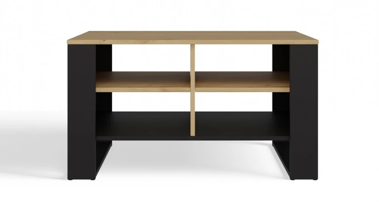Stolik kawowy Modern 4P Slim prostokątny z półkami 90 cm dąb artisan/czarny