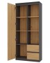 Regał biurowy Bily RS-80 z półkami i szafką 80 cm antracyt/dąb artisan