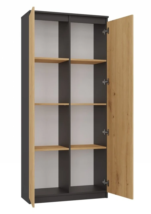 Regał biurowy Hemn RS-80 zamykany nowoczesny 80 cm antracyt/dąb artisan