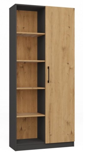 Regał biurowy Malwa RD-80 półotwarty nowoczesny 80 cm antracyt/dąb artisan