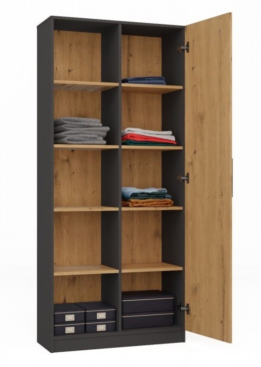 Regał biurowy Malwa RD-80 półotwarty nowoczesny 80 cm antracyt/dąb artisan