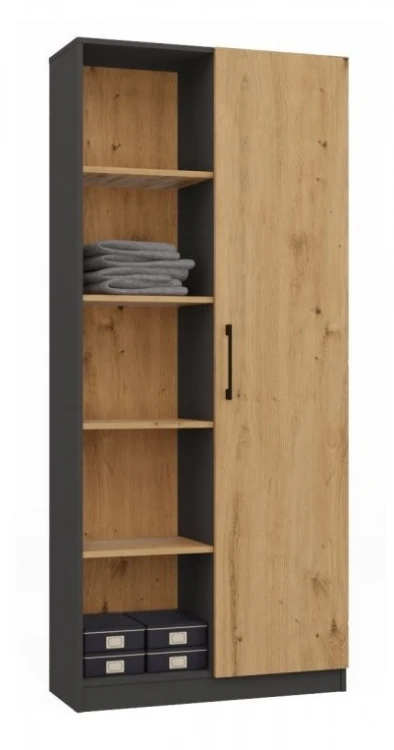 Regał biurowy Malwa RD-80 półotwarty nowoczesny 80 cm antracyt/dąb artisan