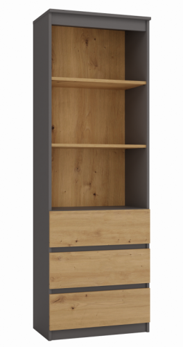 Regał biurowy Olimp RS-60 z 3 szufladami nowoczesny 60 cm antracyt/dąb artisan