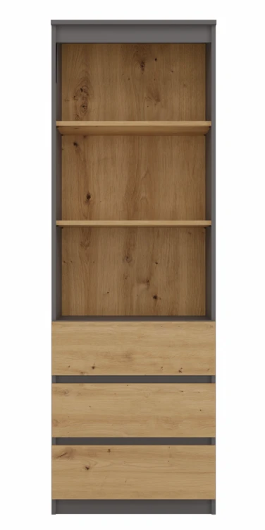 Regał biurowy Olimp RS-60 z 3 szufladami nowoczesny 60 cm antracyt/dąb artisan
