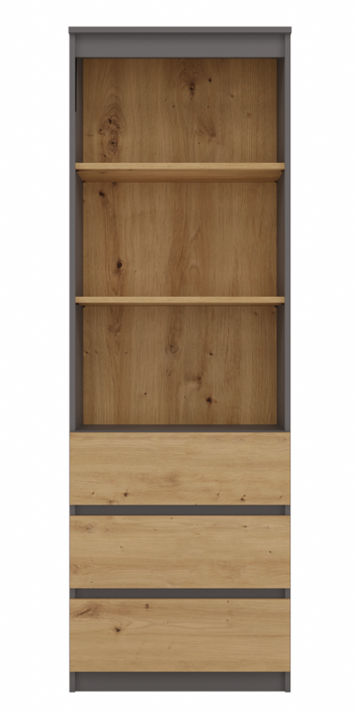 Regał biurowy Olimp RS-60 z 3 szufladami nowoczesny 60 cm antracyt/dąb artisan