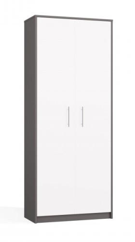 Regał biurowy Oliv 2D zamykany z półkami nowoczesny 74 cm antracyt/biały