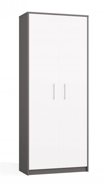 Regał biurowy Oliv 2D zamykany z półkami nowoczesny 74 cm antracyt/biały