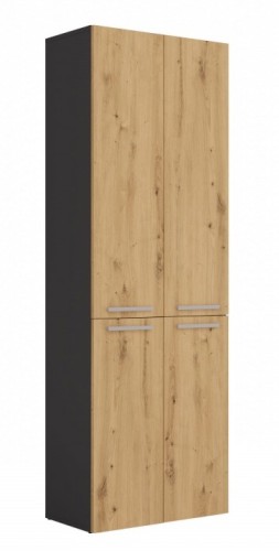 Szafka łazienkowa Nel DD-1K stojąca z koszem na pranie 60 cm antracyt/dąb artisan