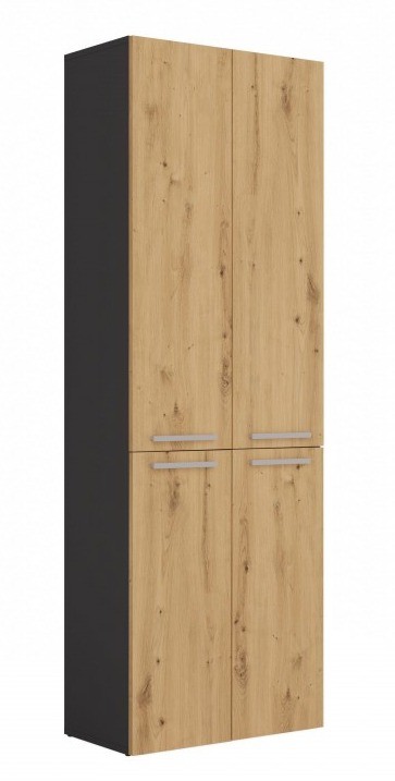 Szafka łazienkowa Nel DD-1K stojąca z koszem na pranie 60 cm antracyt/dąb artisan