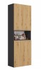 Szafka łazienkowa Nel DK-1K stojąca z koszem na pranie 60 cm antracyt/dąb artisan