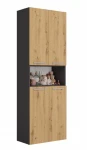 Szafka łazienkowa Nel DK-1K stojąca z koszem na pranie 60 cm antracyt/dąb artisan