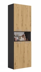 Szafka łazienkowa Nel DK-1K stojąca z koszem na pranie 60 cm antracyt/dąb artisan