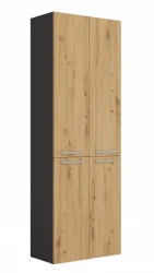 Szafka łazienkowa Nel DD-2K stojąca z koszami na pranie 60 cm antracyt/dąb artisan