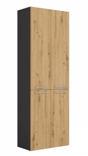 Szafka łazienkowa Nel DD-2K stojąca z koszami na pranie 60 cm antracyt/dąb artisan