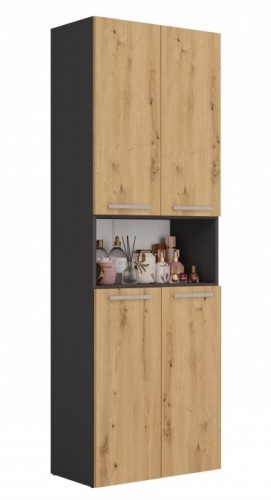 Szafka łazienkowa Nel DK-2K stojąca z koszami na pranie 60 cm antracyt/dąb artisan