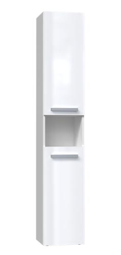 Szafka łazienkowa Nel III stojąca słupek z koszem na pranie 31 cm biały połysk